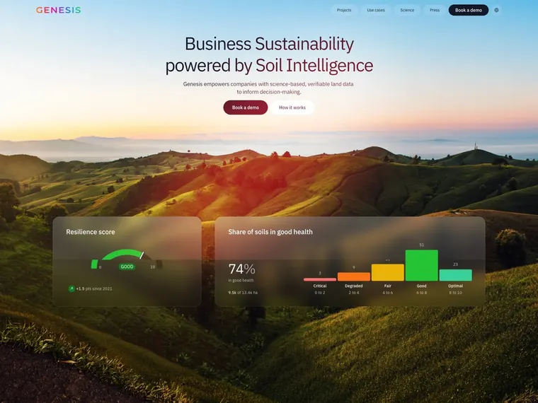 Thumbnail of the Genesis business-intelligence platform homepage.
