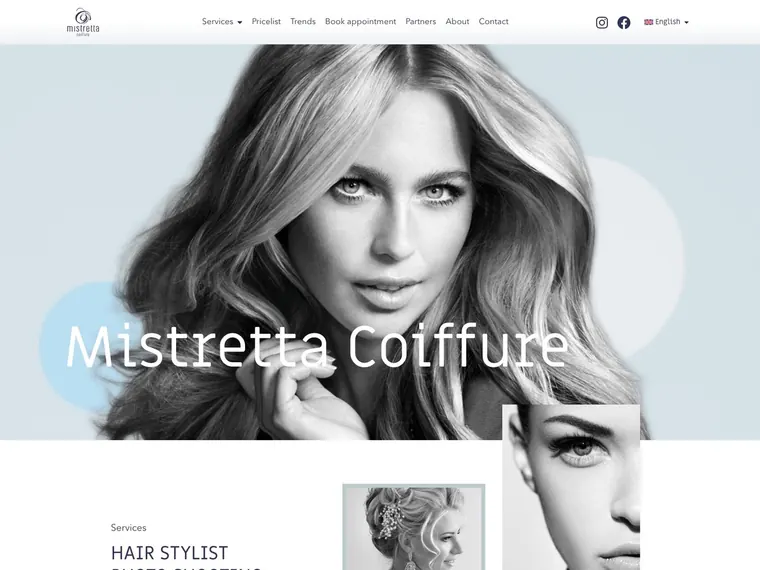 Thumbnail of the Mistretta Coiffure salon website.